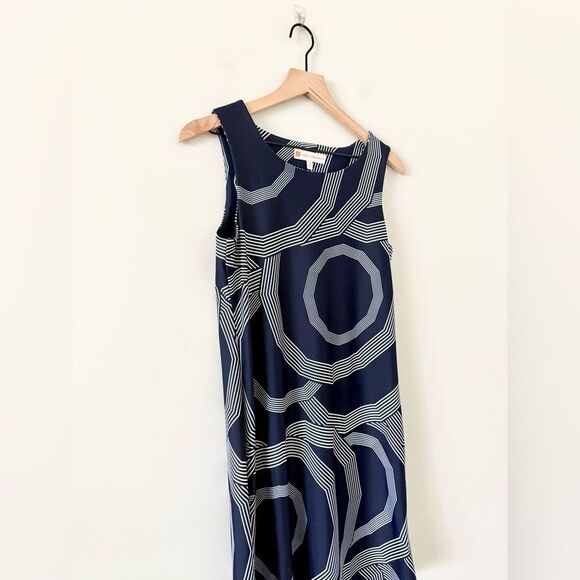 Jude Connally Sleeveless Shift Dress in Navy and White Geo Pattern - Size S - Picture 2 of 5